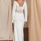 Loveland Lace Insert Cowl Back Dress Oyster