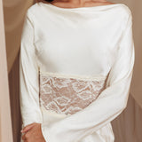 Loveland Lace Insert Cowl Back Dress Oyster
