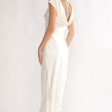 Loveland Pleat Cowl Back Midi Dress Oyster