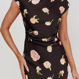 Loveland Floral Print Cowl Back Maxi Dress Oyster