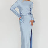 Loveland Long Sleeve Cowl Back Maxi Dress Blue
