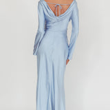 Loveland Long Sleeve Cowl Back Maxi Dress Blue
