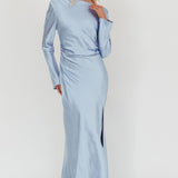 Loveland Long Sleeve Cowl Back Maxi Dress Blue