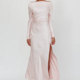 Loveland Long Sleeve Cowl Back Maxi Dress Pink