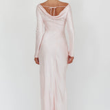 Loveland Long Sleeve Cowl Back Maxi Dress Pink