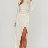 Loveland Long Sleeve Cowl Back Maxi Dress Beige