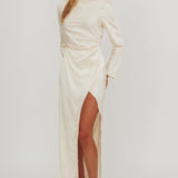 Loveland Long Sleeve Cowl Back Maxi Dress Beige