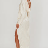 Loveland Long Sleeve Cowl Back Maxi Dress Beige