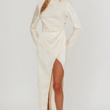 Loveland Long Sleeve Cowl Back Maxi Dress Beige
