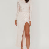 Loveland Long Sleeve Cowl Back Maxi Dress Blush