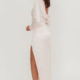 Loveland Long Sleeve Cowl Back Maxi Dress Blush