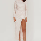 Loveland Long Sleeve Cowl Back Maxi Dress Blush