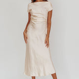 Loveland Cap Sleeve Cowl Back Midi Dress Oyster