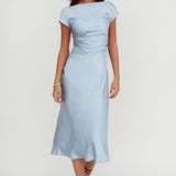 Loveland Cap Sleeve Cowl Back Midi Dress Baby Blue