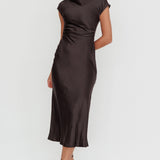 Loveland Cap Sleeve Cowl Back Midi Dress Black