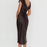 Loveland Cap Sleeve Cowl Back Midi Dress Black