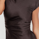 Loveland Cap Sleeve Cowl Back Midi Dress Black