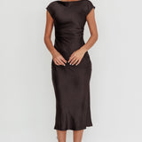 Loveland Cap Sleeve Cowl Back Midi Dress Black