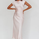 Loveland Cap Sleeve Cowl Back Midi Dress Blush