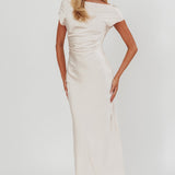 Loveland Cap Sleeve Cowl Back Midi Dress Champagne