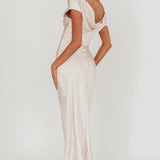 Loveland Cap Sleeve Cowl Back Midi Dress Champagne