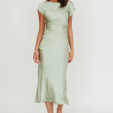Loveland Cap Sleeve Cowl Back Midi Dress Sage