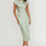Loveland Cap Sleeve Cowl Back Midi Dress Sage