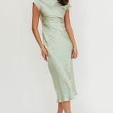 Loveland Cap Sleeve Cowl Back Midi Dress Sage