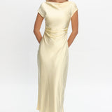 Loveland Cap Sleeve Cowl Back Midi Dress Butter