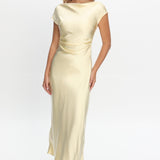 Loveland Cap Sleeve Cowl Back Midi Dress Butter