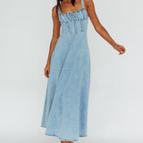 Sweet Pea Tied Bust Maxi Dress Denim Blue