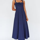 Sweet Pea Tied Bust Maxi Dress Indigo