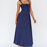Sweet Pea Tied Bust Maxi Dress Indigo