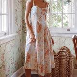 Sweet Pea Tied Shoulder Midi Dress Floral Blue