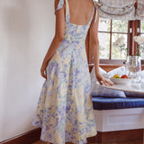Sweet Pea Tied Shoulder Midi Dress Floral Purple