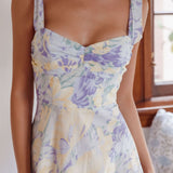 Sweet Pea Tied Shoulder Midi Dress Floral Purple