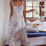 Sweet Pea Tied Shoulder Midi Dress Floral Purple