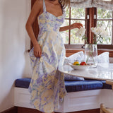 Sweet Pea Tied Shoulder Midi Dress Floral Purple