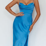 Giorgette Side Split Midi Dress Blue