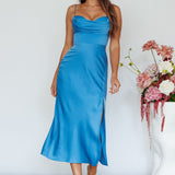 Giorgette Side Split Midi Dress Blue