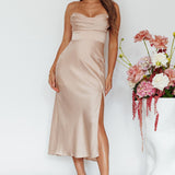 Giorgette Side Split Midi Dress Champagne
