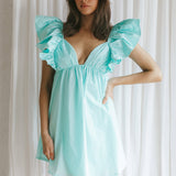 Marlina Ruffle Sleeve Babydoll Mini Dress Mint