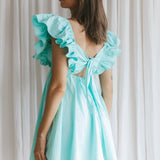 Marlina Ruffle Sleeve Babydoll Mini Dress Mint