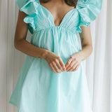 Marlina Ruffle Sleeve Babydoll Mini Dress Mint