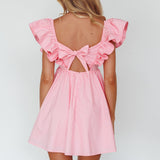 Marlina Ruffle Sleeve Babydoll Mini Dress Soft Pink