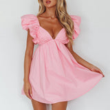 Marlina Ruffle Sleeve Babydoll Mini Dress Soft Pink