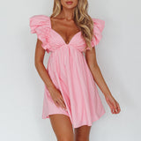 Marlina Ruffle Sleeve Babydoll Mini Dress Soft Pink