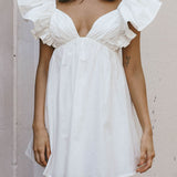 Marlina Ruffle Sleeve Babydoll Mini Dress White