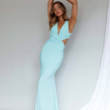 High Life Plunging Neckline Maxi Dress Mint
