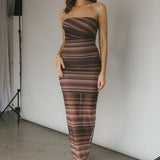 Island Life Strapless Maxi Dress Brown